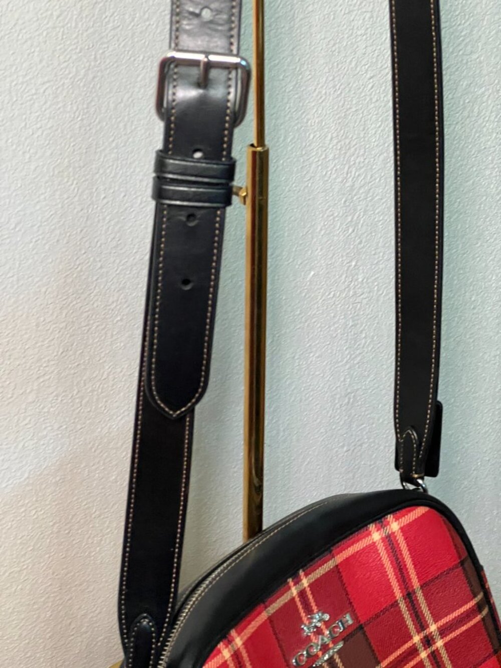 COACH RED TARTAN PLAID CROSSBODY BAG - Picture 5 of 8
